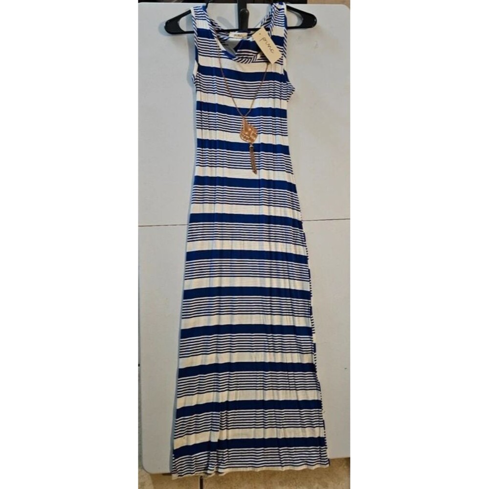 NWT Pinc Cobalt Blue & White Striped Racerback Maxi Dress S